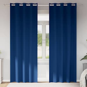 Závěsy na zatemnění s kroužky 2 pcs Tmavě modrá 225 x 140 cm - obrázek 1