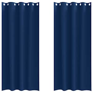 vidaXL Kardinad r&otilde;ngastega 2 tk Tumesinine 225 x 140 cm Pol&uuml;ester