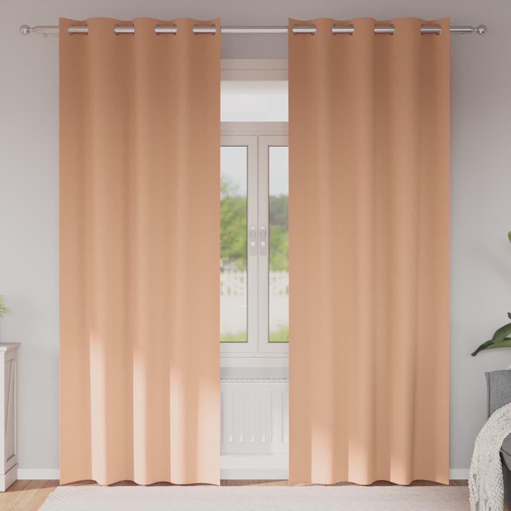 Okenice so záclonami 2 pcs Svetlohnedá 225 x 140 cm Polyester 4107370