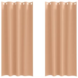 Závěsy na zatemnění s kroužky 2 pcs Světle hnědá 245 x 140 cm - obrázek 2