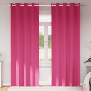Závěsy na zatemnění s kroužky 2 pcs Jasně růžová 260 x 140 cm - obrázek 1