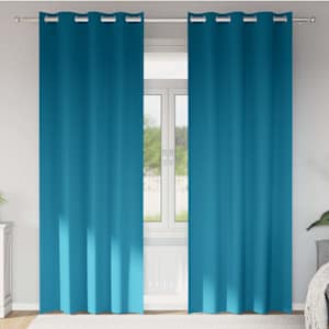 Závěsy na zatemnění s kroužky 2 pcs Tyrkysová 225 x 140 cm - obrázek 1