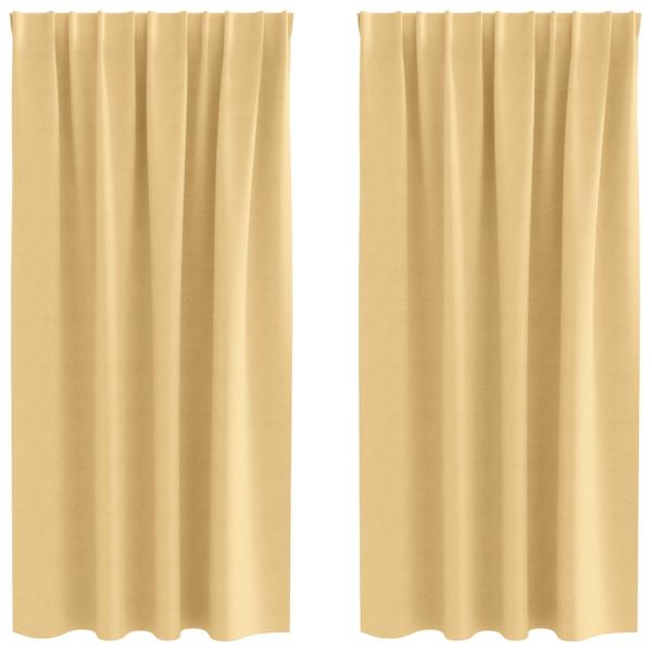 vidaXL Kardinad r&otilde;ngastega 2 tk Beež 175 x 140 cm Pol&uuml;ester