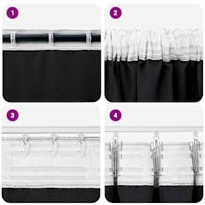 Závěsy na zatemnění s kroužky 2 pcs Černá 140 x 140 cm - obrázek 7