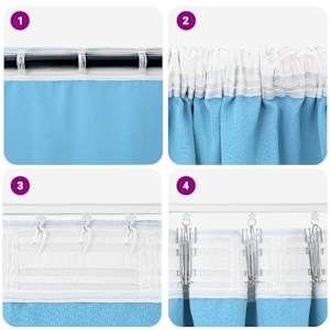 Závěsy na zatemnění s kroužky 2 pcs Světle modrá 140 x 140 cm - obrázek 7