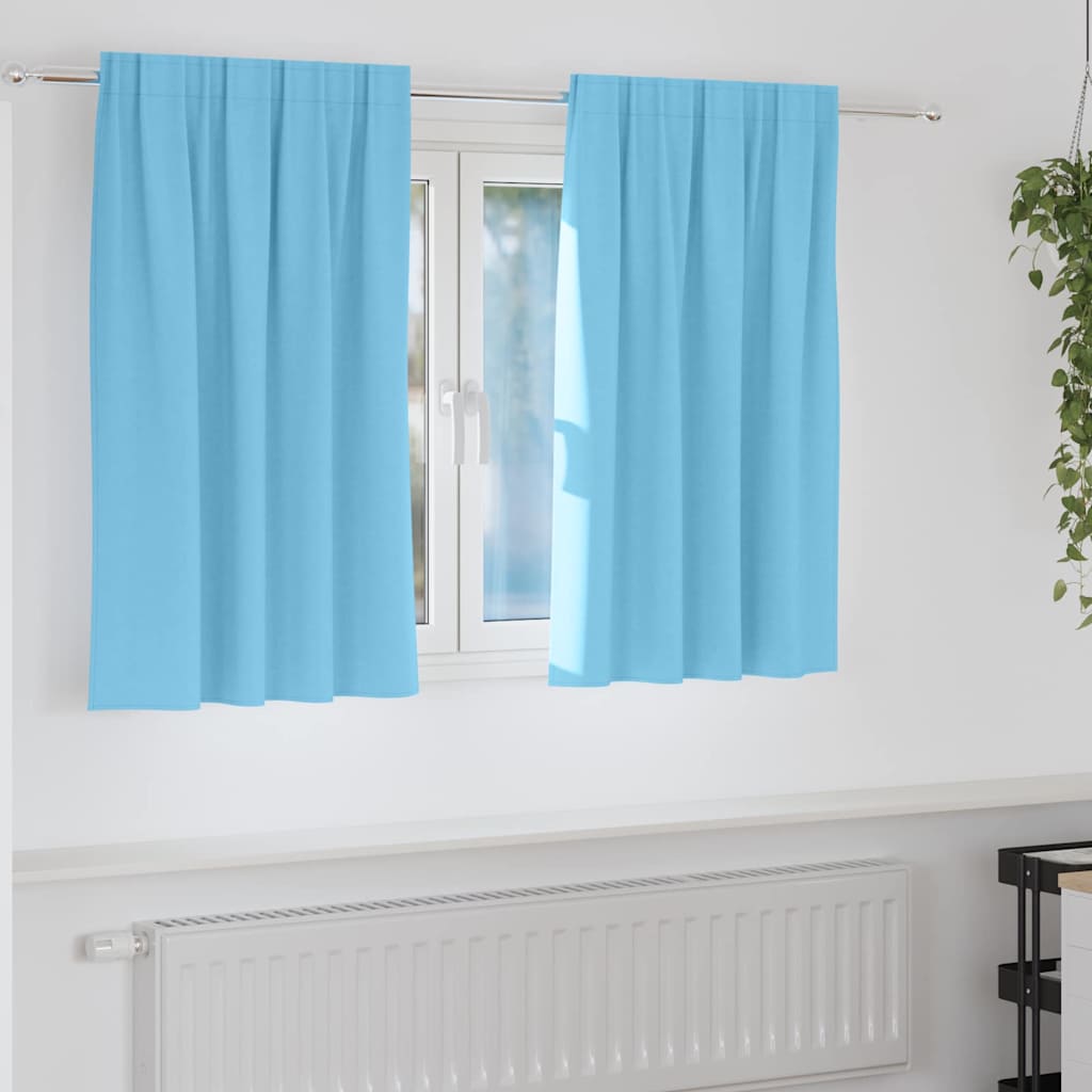 Gardiner med gardiner 2 pcs Lyseblå 140 x 140 cm Polyester
