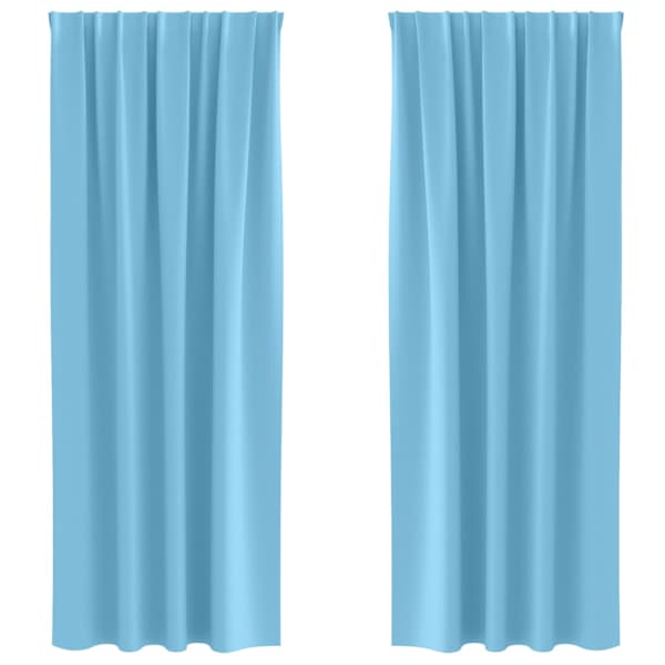 vidaXL Kardinad r&otilde;ngastega 2 tk Helesinine 225 x 140 cm Pol&uuml;ester
