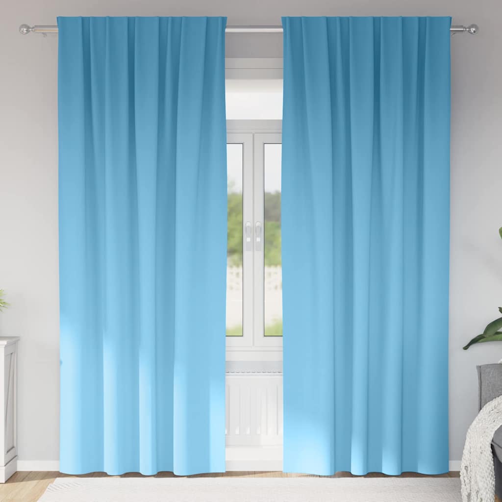 Gardiner med gardiner 2 pcs Lyseblå 245 x 140 cm Polyester