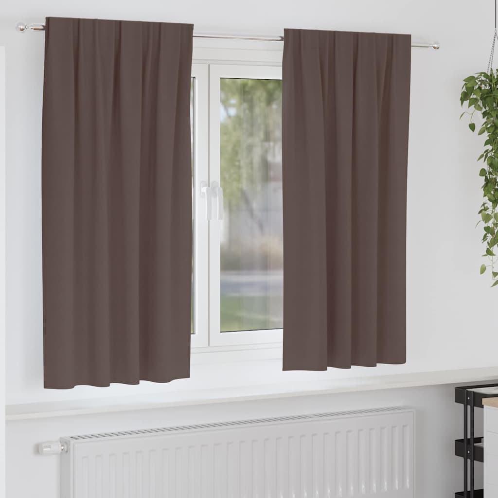 vidaXL Perdele cu perdele 2 pcs Maro închis Poliester