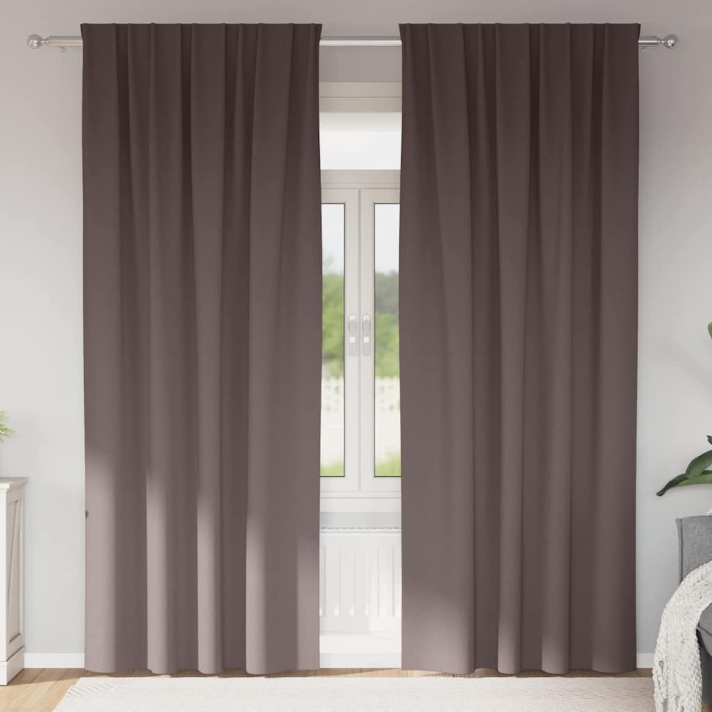 Okenice so záclonami 2 pcs Tmavo hnedá Polyester 4107446
