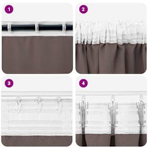 Závěsy na zatemnění s kroužky 2 pcs Tmavě hnědá 260 x 140 cm - obrázek 7