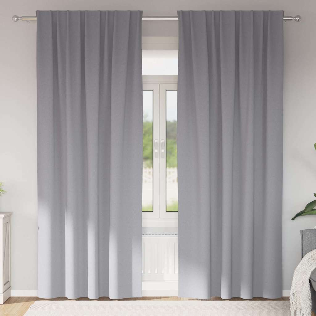 Okenice so záclonami 2 pcs Svetlosivá 245 x 140 cm Polyester 4107456