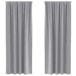 vidaXL Kardinad r&otilde;ngastega 2 tk Helehall 245 x 140 cm Pol&uuml;ester