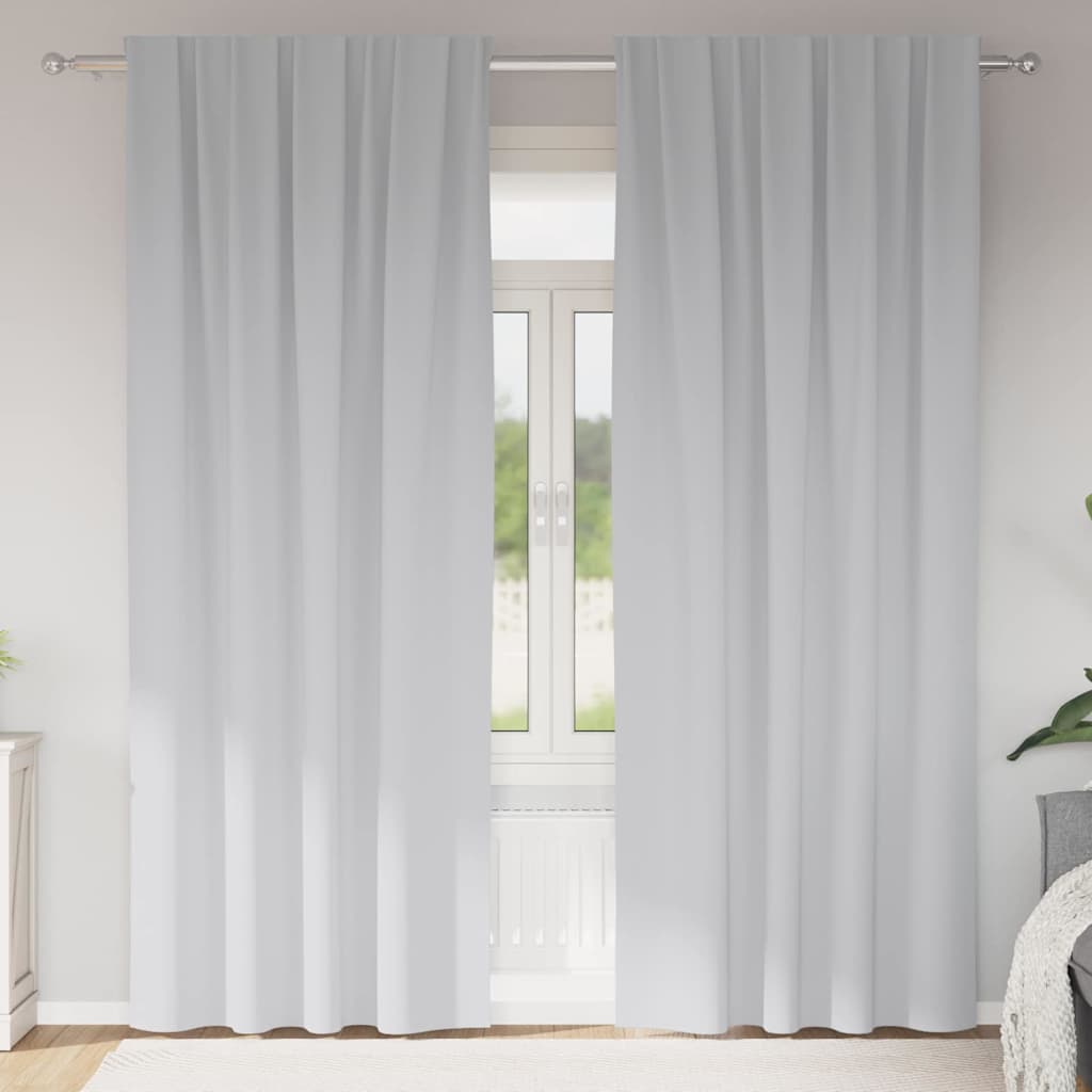 Gardiner med gardiner 2 pcs Lys grå 225 x 140 cm Polyester