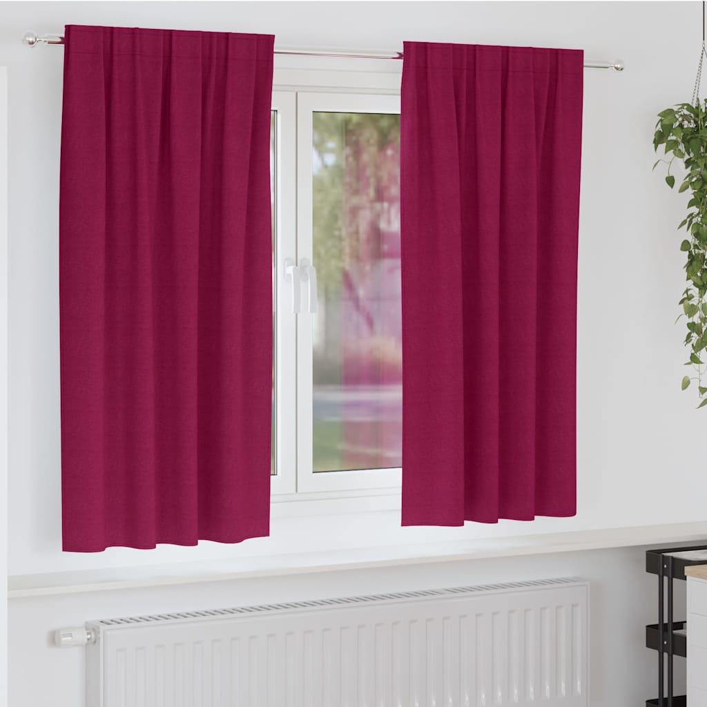 Gordijnen met gordijnen 2 pcs Wijnrood Polyester