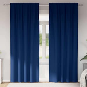 Závěsy na zatemnění s kroužky 2 pcs Tmavě modrá 225 x 140 cm - obrázek 1