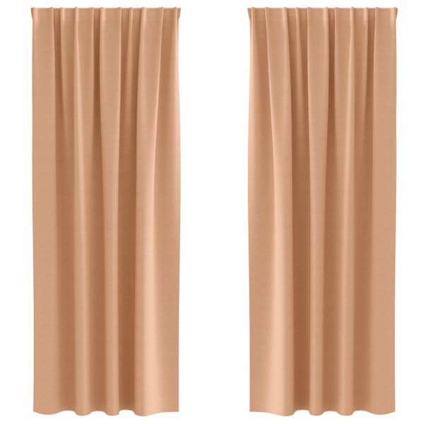 vidaXL Kardinad r&otilde;ngastega 2 tk Helepruun 225 x 140 cm Pol&uuml;ester