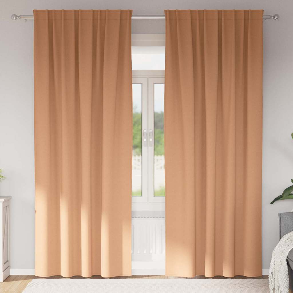 Okenice so záclonami 2 pcs Svetlohnedá 260 x 140 cm Polyester 4107482