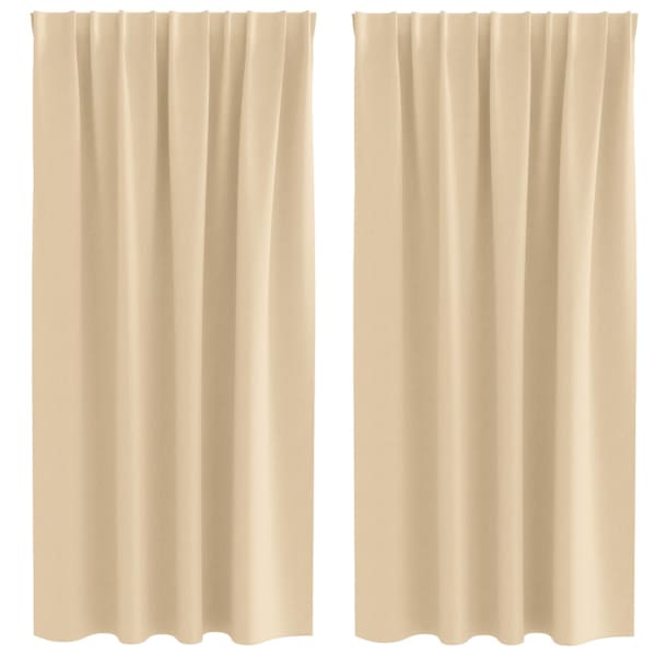 vidaXL Kardinad r&otilde;ngastega 2 tk Kreemjas 175 x 140 cm Pol&uuml;ester