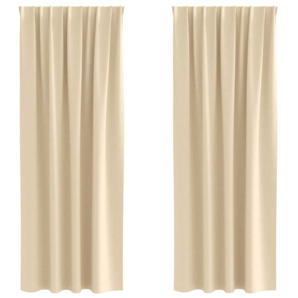 vidaXL Kardinad r&otilde;ngastega 2 tk Kreemjas 245 x 140 cm Pol&uuml;ester