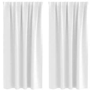 vidaXL Kardinad r&otilde;ngastega 2 tk Helevalge 175 x 140 cm Pol&uuml;ester