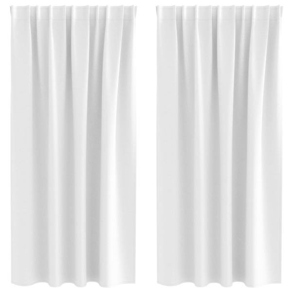 vidaXL Kardinad r&otilde;ngastega 2 tk Helevalge 175 x 140 cm Pol&uuml;ester