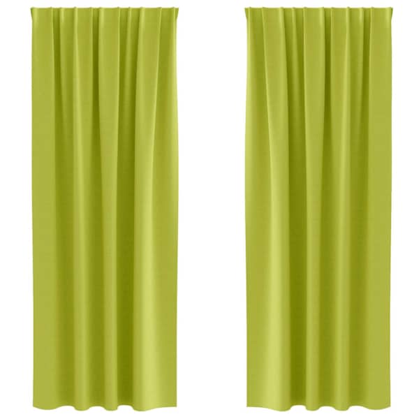 vidaXL Kardinad r&otilde;ngastega 2 tk Roheline 245 x 140 cm Pol&uuml;ester