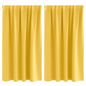 vidaXL Kardinad r&otilde;ngastega 2 tk Sinepikollane 140 x 140 cm Pol&uuml;ester