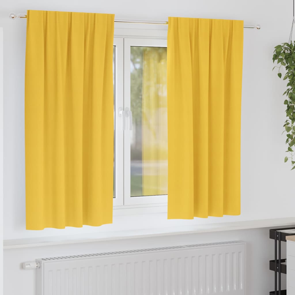 vidaXL Perdele cu perdele 2 pcs galben muștar Poliester