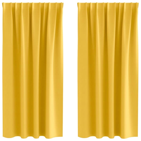 vidaXL Kardinad r&otilde;ngastega 2 tk Sinepikollane 175 x 140 cm Pol&uuml;ester