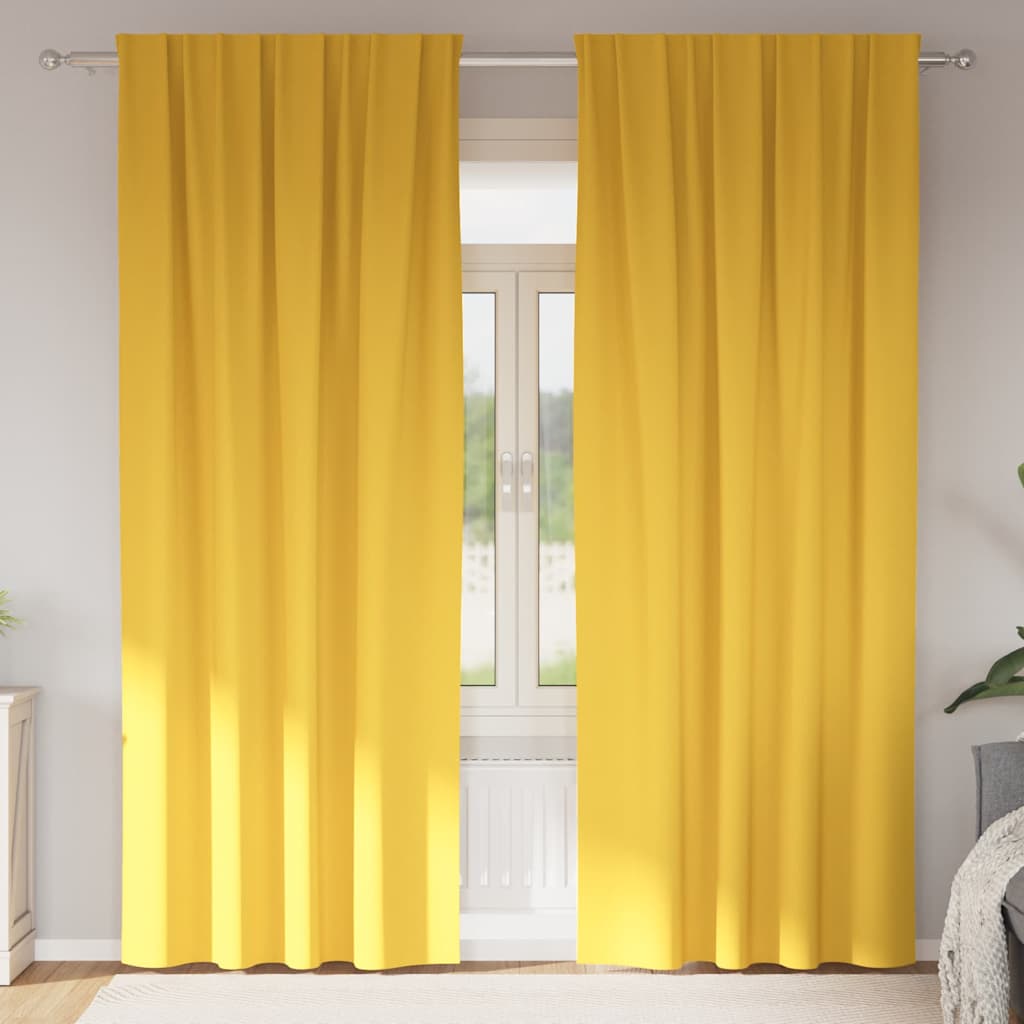 Függönyök 2 pcs mustársárga 245 x 140 cm Poliészter 