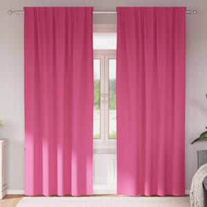 Závěsy na zatemnění s kroužky 2 pcs Jasně růžová 260 x 140 cm - obrázek 1