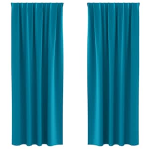 Závěsy na zatemnění s kroužky 2 pcs Tyrkysová 225 x 140 cm - obrázek 2