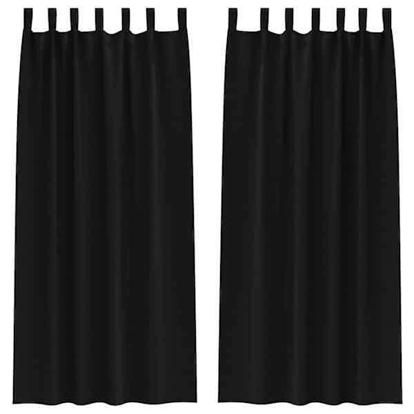 vidaXL Kardinad r&otilde;ngastega 2 tk Must 245 x 140 cm Pol&uuml;ester