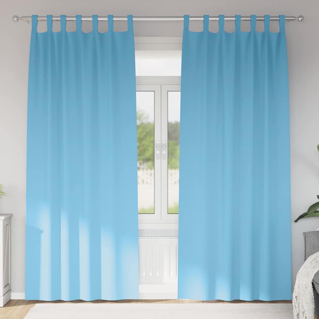 Gardiner med gardiner 2 pcs Lyseblå 245 x 140 cm Polyester