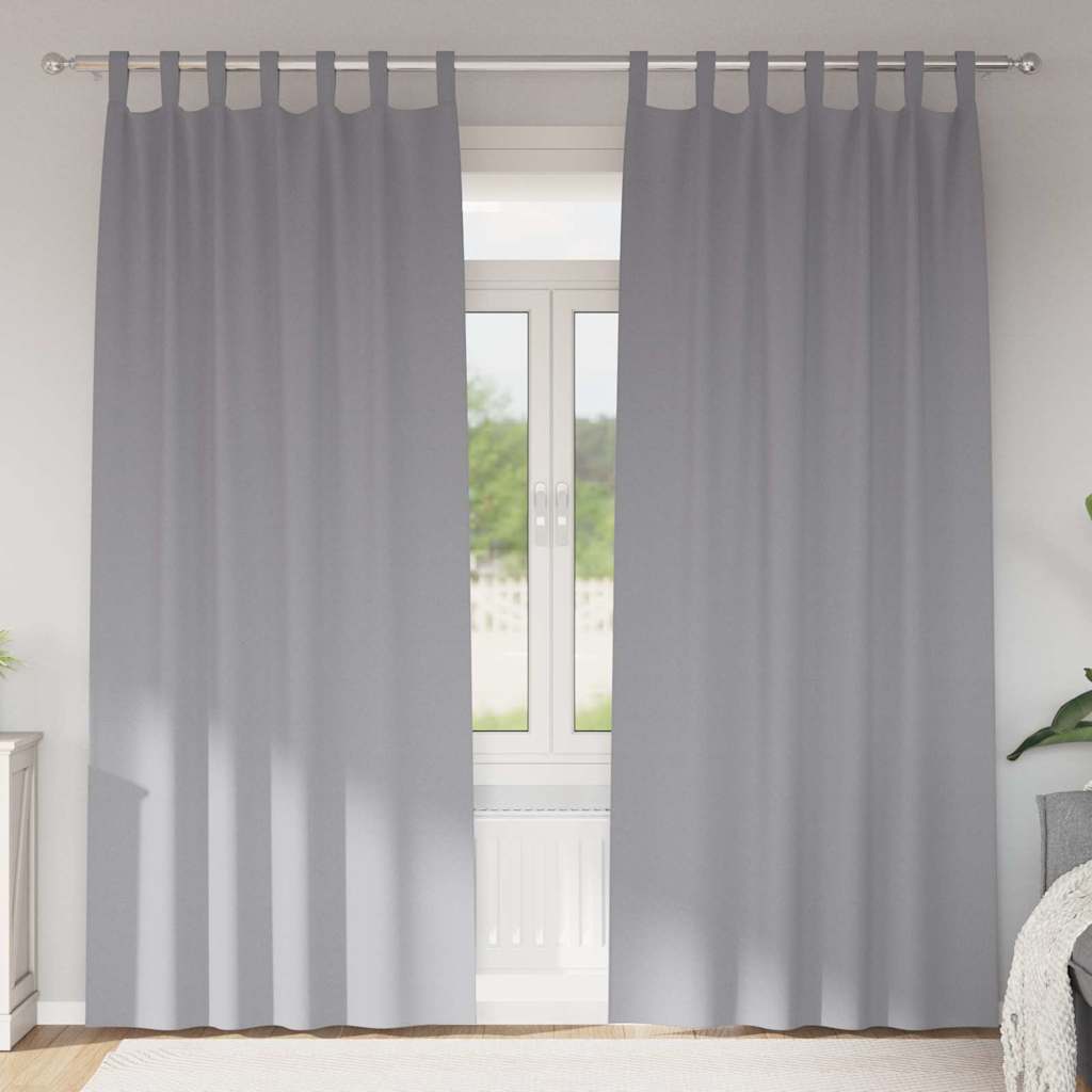 Gardiner med gardiner 2 pcs Lysegrå 245 x 140 cm Polyester