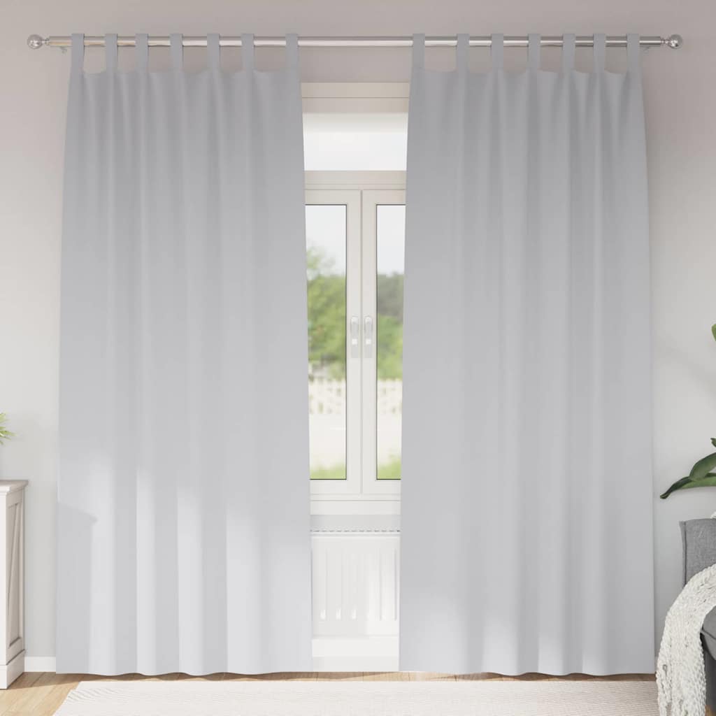 Gardiner med gardiner 2 pcs Lys grå 245 x 140 cm Polyester