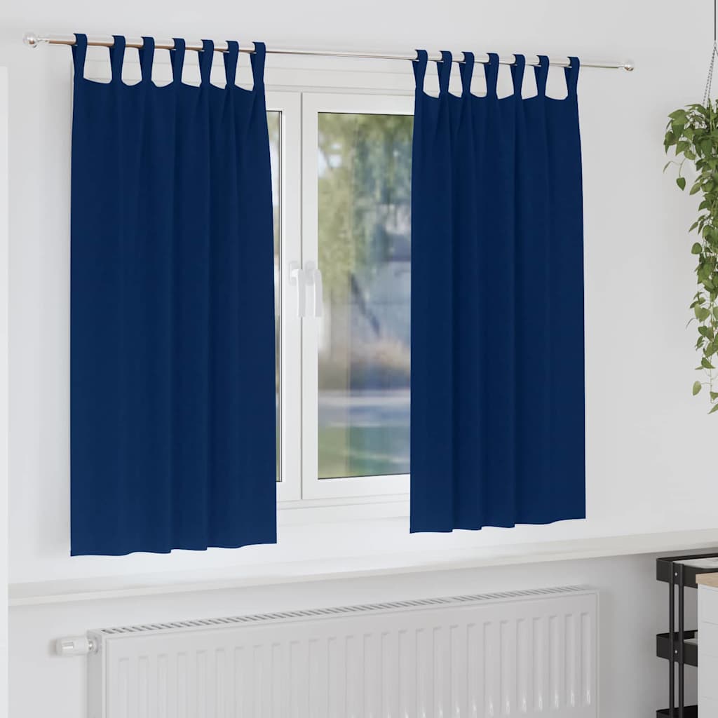Gordijnen met gordijnen 2 pcs Donkerblauw Polyester