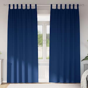 Zavese za zatemnitev z obroči 2 pcs Temno modra 260 x 140 cm