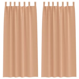 Závěsy na zatemnění s kroužky 2 pcs Světle hnědá 245 x 140 cm - obrázek 2