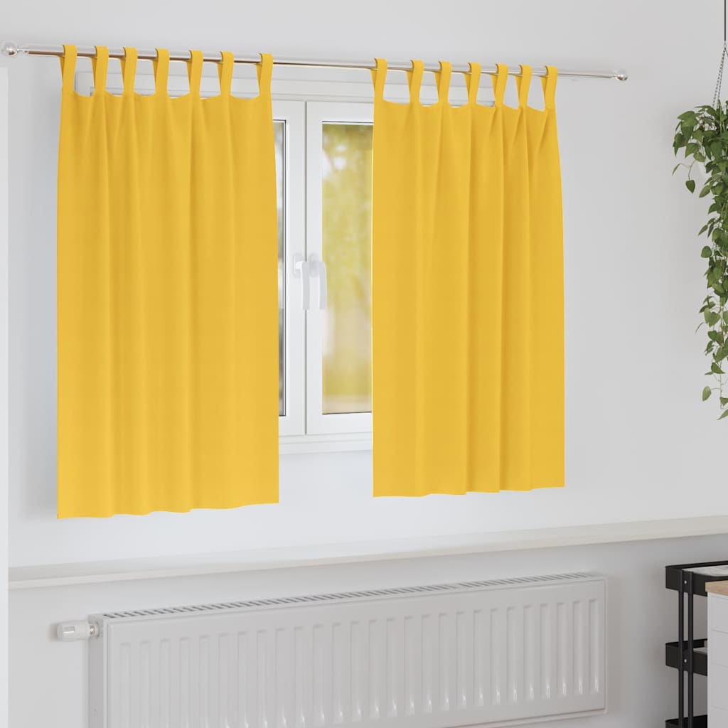vidaXL Perdele cu perdele 2 pcs galben muștar Poliester