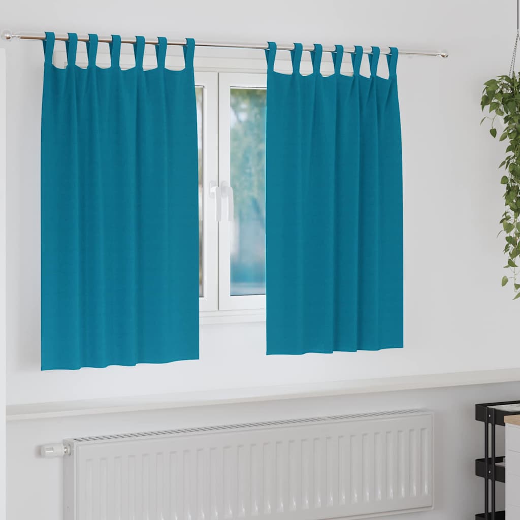 Gordijnen met gordijnen 2 pcs Turquoise Polyester
