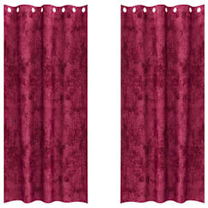 Sametové závěsy 2 pcs vínová červená 225 x 140 cm samet - obrázek 2