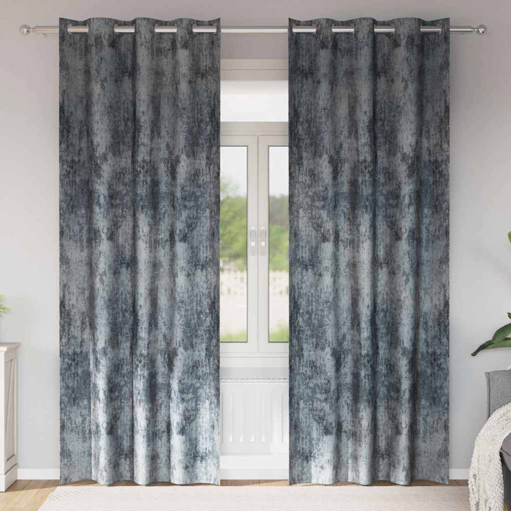 Závesy z velvetu 2 ks so striebornými okami, šedé 245 x 140 cm 4107651