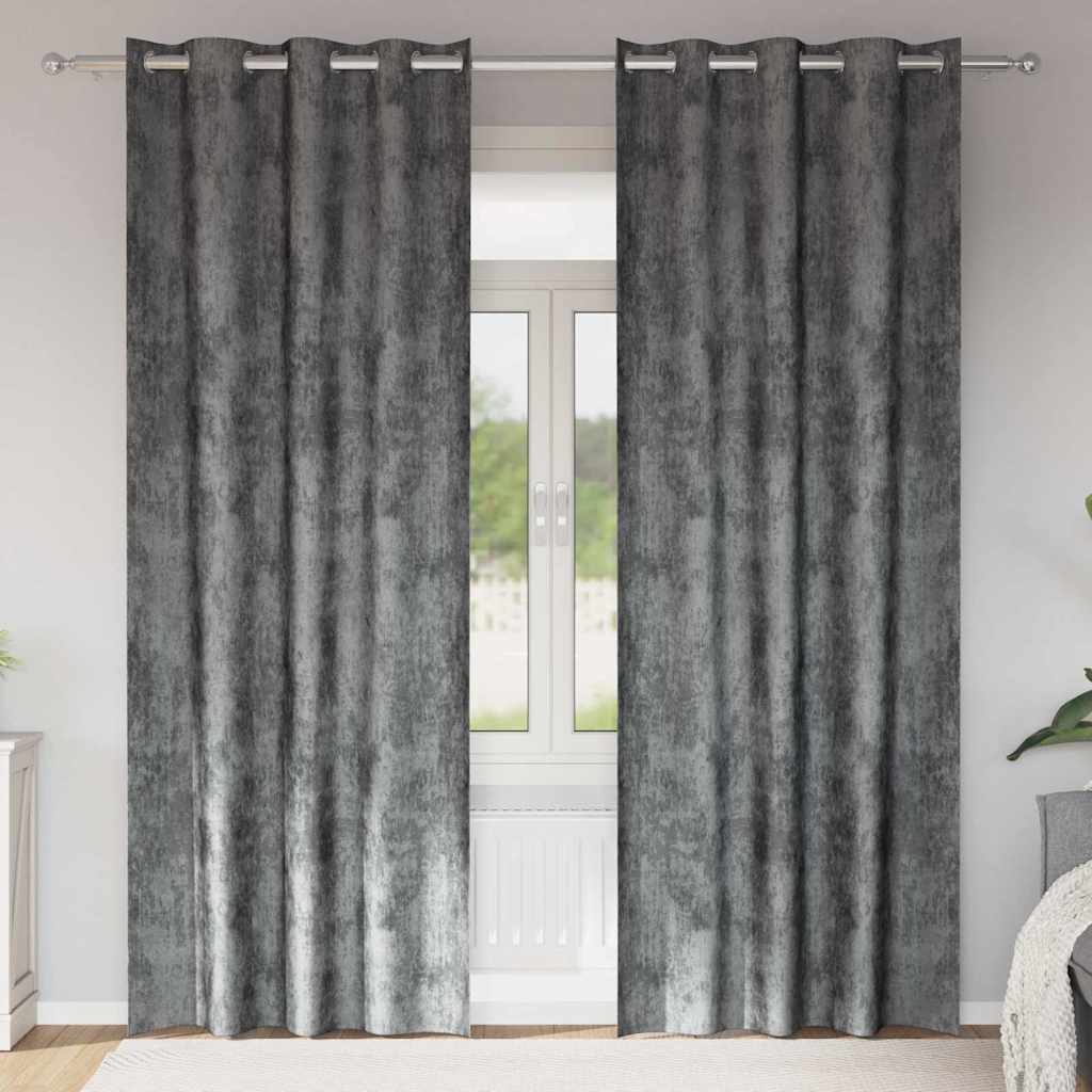zamatové závesy 2 ks s okami sivé 225x140 cm 4107655