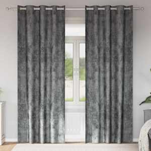Sametové závěsy se záclonami 2 pcs Šedá 245 x 140 cm samet - obrázek 1