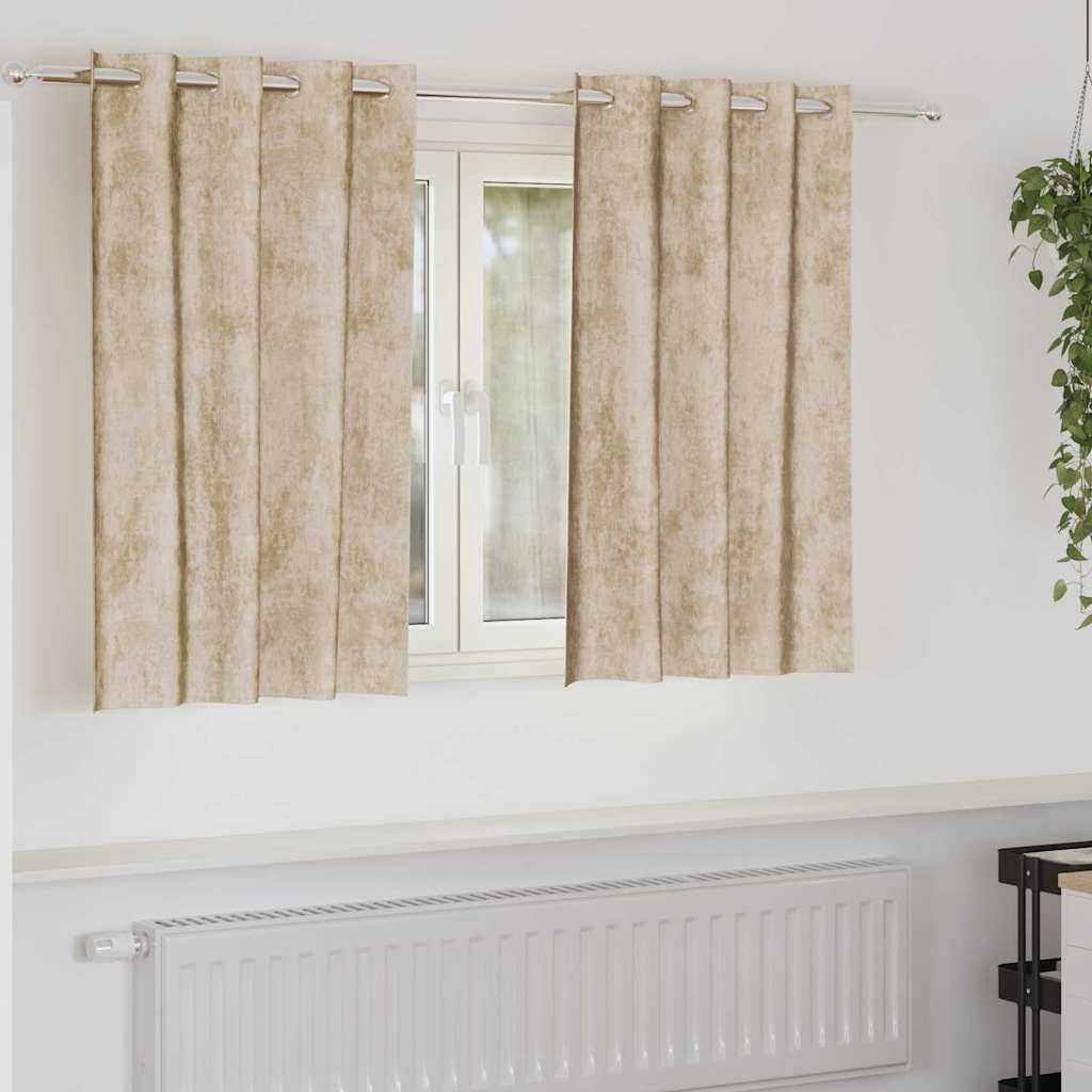 Veloursgardiner 2 stk med grommets Creme 140x140 cm