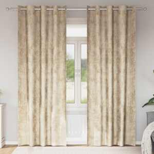 Sametové závěsy se záclonami 2 pcs Krémová 225 x 140 cm samet - obrázek 1