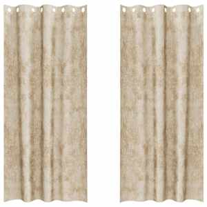 Sametové závěsy se záclonami 2 pcs Krémová 225 x 140 cm samet - obrázek 2