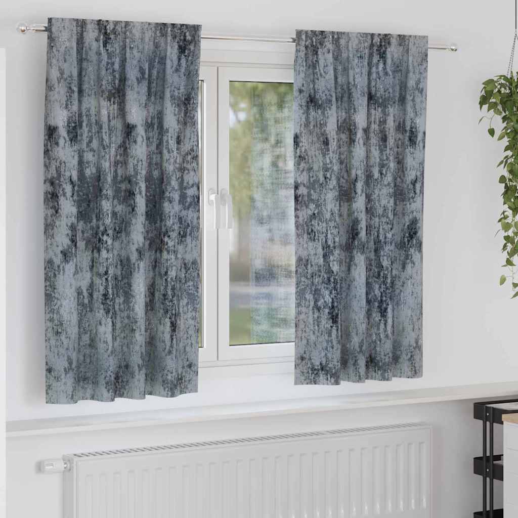 Velvet Gardiner 2 stk med Øjer Sølvgrå 175x140 cm